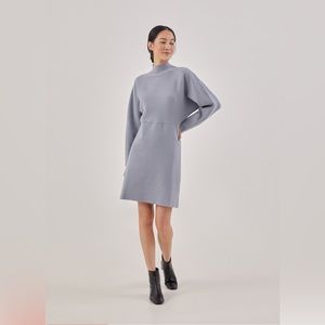 Love Bonito - Arina Mock Neck Knit Dress - Steel Blue - XS